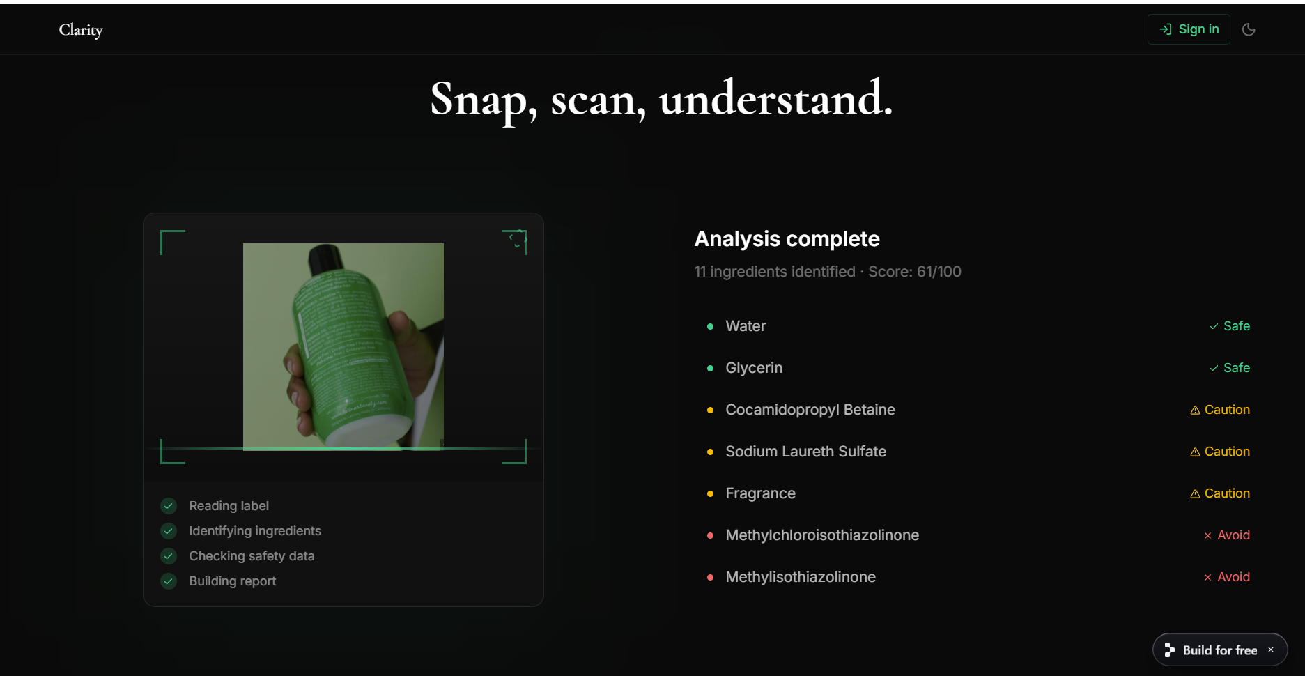 Demo of clarity app